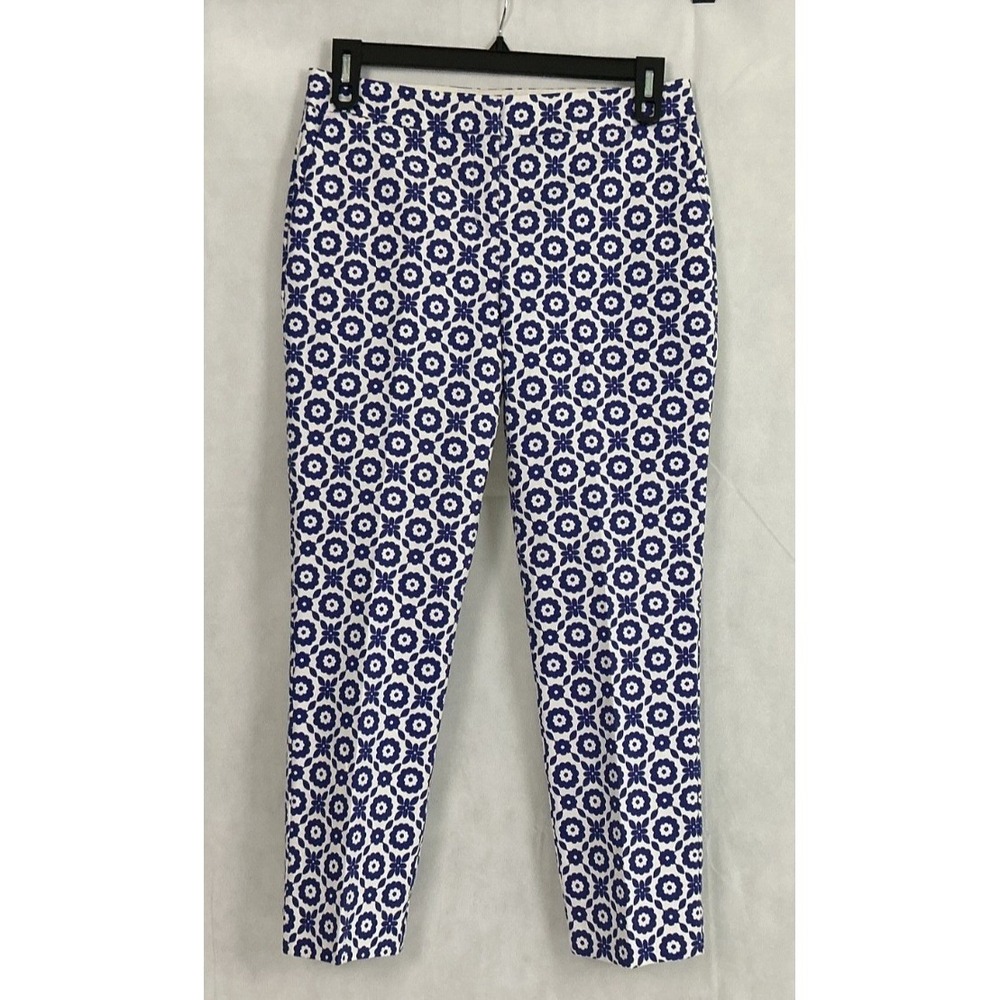 Boden Chino Trousers Navy/ White Floral Cotton Professional Straight Women's 12R